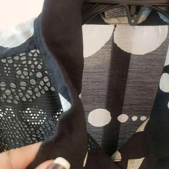 Damee Black and White Polka Dot Sheer Blouse/Jacket - Picture 5 of 9